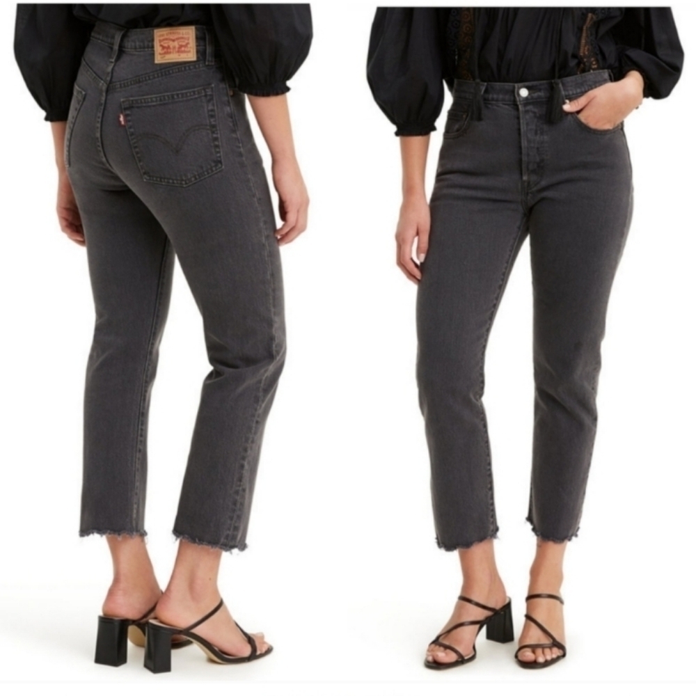 NWT Levi's 501 Ankle Cropped Jeans In Black Wash Size Woman's 32